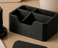 Black printed pen holder with pens